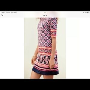 COPY - Eliza J Jersey Knit Pink Geo Print Dress Sz 14
